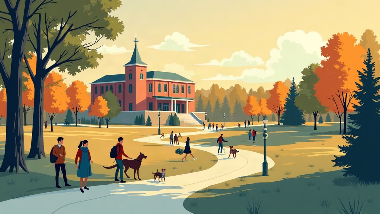 Editorial illustration: Dog Parks and Dog-Friendly Places in Grand Forks